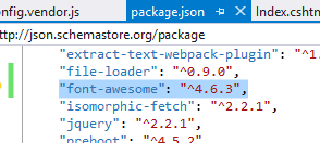 Font Awesome in package.json