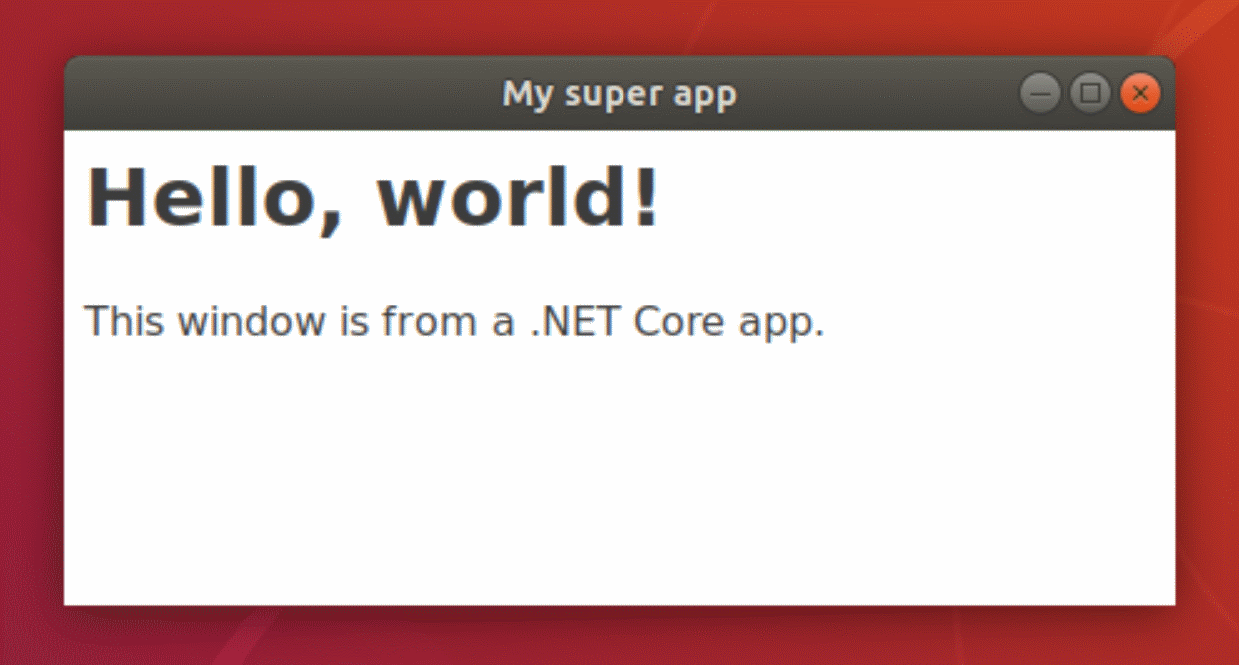 WebWindow Hello World example on Ubuntu Linux